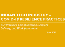 Indian Tech Industry – COVID-19 Resilience Practices 